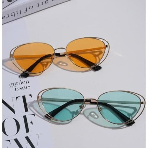 Trend Seay Cat Eye Small Sunglasses For Women Alloy Retro Classic Elegant Eyewear Vintage Luxury Brand Black Big Shades UV400