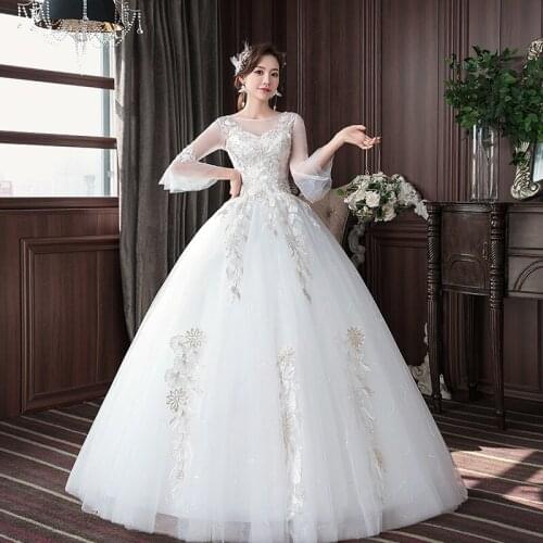 Wedding Dress Lace Up 2020 New Bride Half Sleeves Dreamy Plus Size Wedding Dresses Ball Gowns vestido de noiva