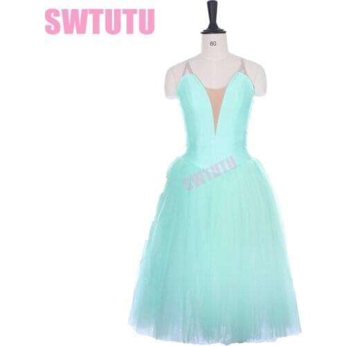 Adult Light green fairy ballet tutu dress girls professional white romantic ballet tutu dress performance ballet costumesBT9128b