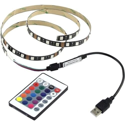 1M USB Led Strip Lights 5v 5050 30SMD RGB TV Bias Background Lighting Kits with USB Cable and Mini Controller
