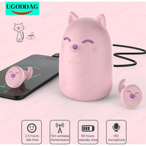 Pink Cute Cat TWS Bluetooth Wireless Earhead With Mic Girl Stereo Earbuds Single binaural mode Earphones with LED Charge boxGift