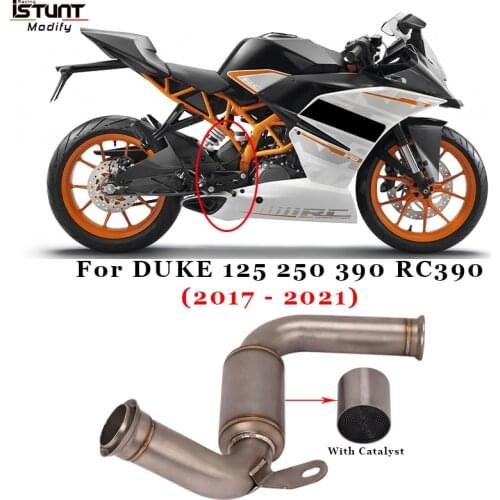 Motorcycle Exhaust System Escape Modified Stainless Stee With Catalyst Middle Link Pipe For DUKE 125 250 390 RC390 2017 - 2021