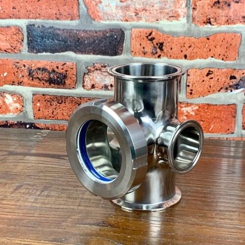 Clamp 3" Hight Quality Sight Glass Tee 3" x 3" x 2" x 2" Glass 2"Union Process View Sight Glass SS304