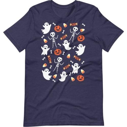 Halloween Pattern Kawaii Doodle Candy Corn Shirt Fashion 100% Cotton O Neck Female Clothing Plus Size Casual T-Shirts Streetwear