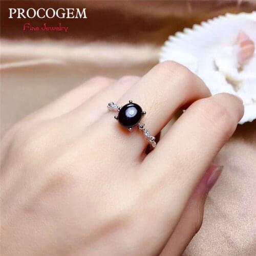 PROCOGEM Natural Sapphire Rings for Women Anninversary Party 2Ct Oval Plain Genuine gems Fine jewelry 925 Sterling Silver #512