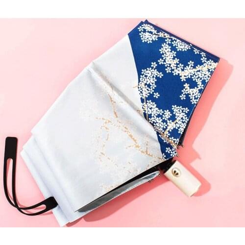 Automatic umbrella female Korean small fresh rain and rain dual-use forest retro goddess sunshade ins folding sun umbrella