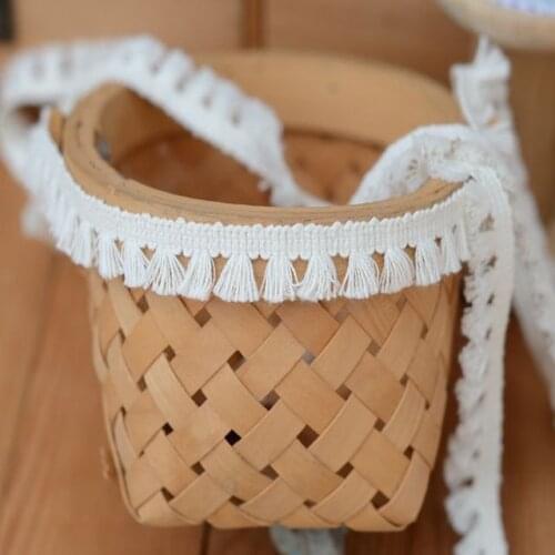 1.6cm Diy Handmade Patchwork Cotton Embroidered Tassels Lace Ribbon Beige Color Cotton Lace Trim Lace