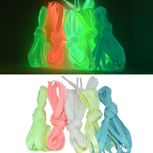 1 Pair Flat Sneakers Canvas Shoe Laces Glow In The Dark Night Color Fluorescent Shoelace Luminous Shoelaces