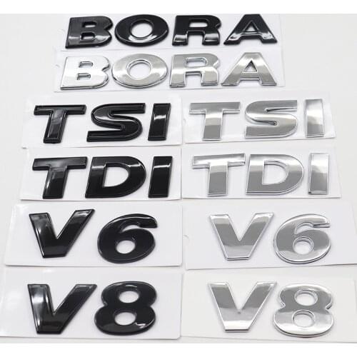 1pcs ABS 3D BORA TDI TSI V6 V8 Car logo letter sticker Rear tail door trunk sticker car rear sticker Decal styling Accessories
