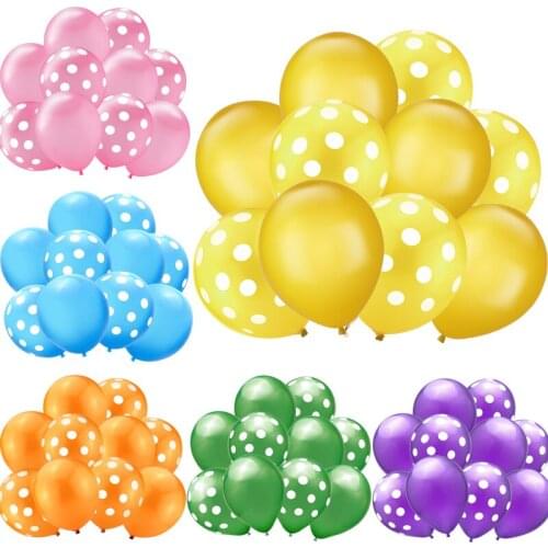 10pcs/set Spotted Balloon Blue Green Yellow Red Pink Birthday Party Decoration Latex Baloons For Wedding Baby Shower Birthday