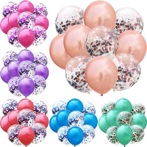10pcs/lot Rose Gold Metal Latex Balloons and Colorful Confetti Birthday Party Decorations Kids Baby Shower Wedding Ballon Toy
