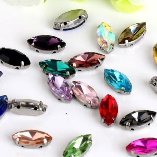300pcs/pack 7x15mm Navette Sew On Stone with Claws Setting Horse Eye Sewing Rhinestone