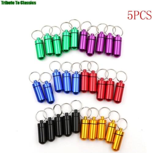 5Pcs Pill Cases Bottle Holder Container For Medicin Pillbox Keychain Pill Box WaterProof Aluminum Drug Box