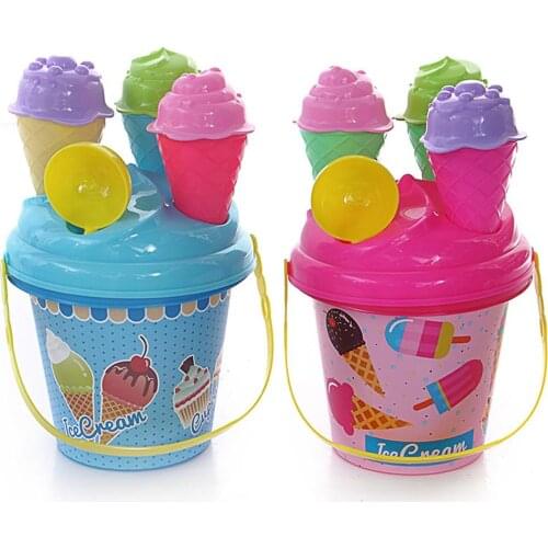 8Pcs Children Outdoor Beach Ice Cream Bucket Ladle Model Play Sand Sandpit Toy For Kids Summer Play Beach Sand toys