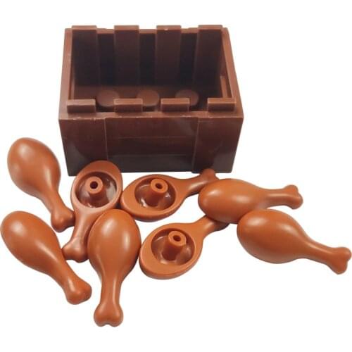 9pcs/lot City Food Accessories Chicken Legs Basket Set Educational Kitchen Toys For Children Compatible City Building Blocks Toy