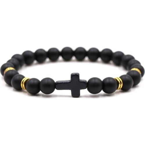 Noble Classic 8mm Natural stone bead Bracelets cross bracelet for Men&Women charm DIY Handmade fashion Jewelry