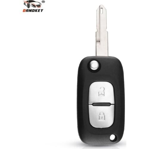 Dandkey Uncut Blade Remote Flip Folding Car Key Shell Case for Renault 2 Buttons Uncut Blade Car Key Cover With NE73 Blade