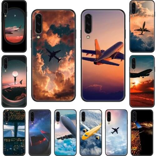 Airplane Airplane Sky travel Phone case For Samsung Galaxy A 3 5 8 9 10 20 30 40 50 70 E S Plus 2016 2017 2018 2019 black pretty