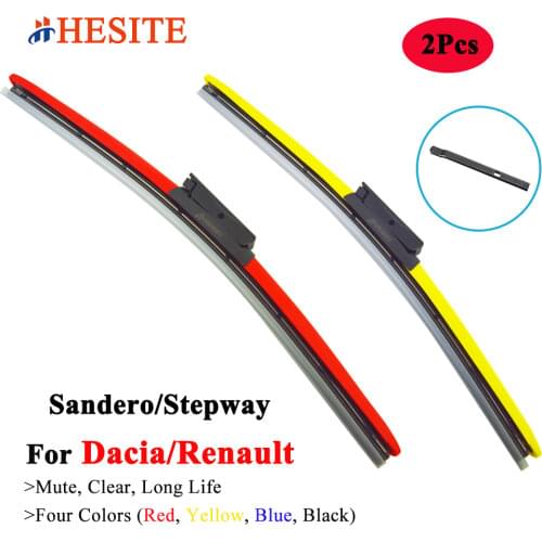 HESITE Colorful Hybrid Wiper Blades For Dacia Sandero Stepway 1 2 Trunk Accessories Car Front Windshield Wipers 22" 20" 19" Blue