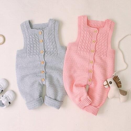 Baby clothes autumn and winter knitted sweater warm baby romper baby jumpsuit baby solid color sleeveless knitted romper