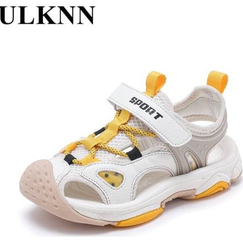 ULKNN Children Sport Sandals Summer Kid Breathable Casual Shoes For Boys Fashion Hook And Loop Beach Sandals For Children 2021
