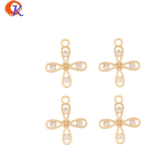 Cordial Design 100Pcs 13*15MM Jewelry Accessories/Hand Made/Pendant/Flower Shape/Earring Findings/DIY Jewelry Making/CZ Charms