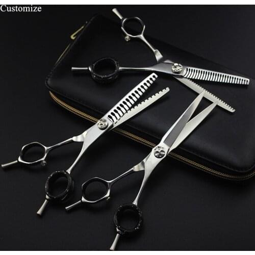 Customize logo japan 6'' double-sided cut hair salon scissors cutting barber makas scissor Thinning shears hairdressing scissors