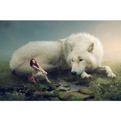 GLymg 5D Diamond Painting Embroidery Handicrafts Painting Full Drill Diamond Embroidery Wolf Beast Diamond Wall Arts Decor