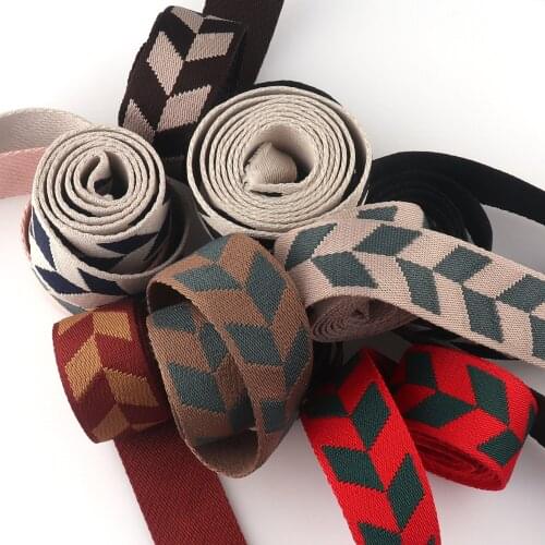 Cotton webbing 1.5 "(38mm) striped webbing colorful ribbon bag belt cloth belt canvas webbing Shape many colors many styles