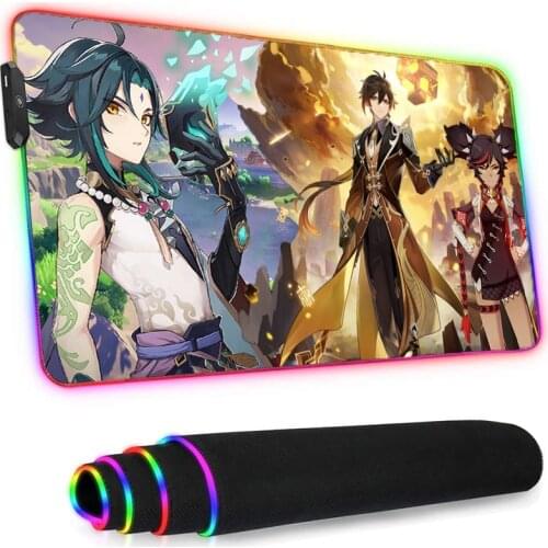 Genshin Impact Mat God of War Led Mousepad Rgb Anime Tattoo Magic BattleTiger Gaming Bj Alex Longteng Dedales Gamer Luminous Rug