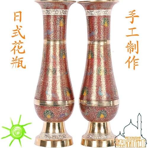 India Pakistan imported Japanese Red Handmade bronze vase flower flower home furnishings