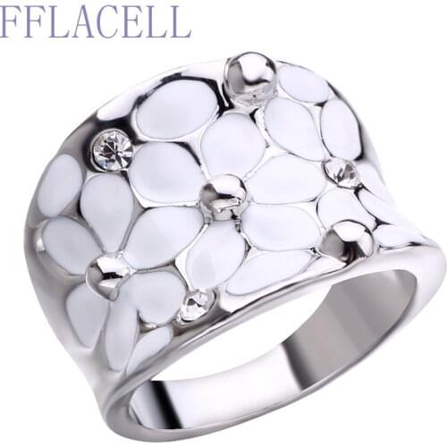 FFLACELL 2020 New Fashion Flower Dripping Oil Ring Female Temperament All-Match Party Jewelry Gift