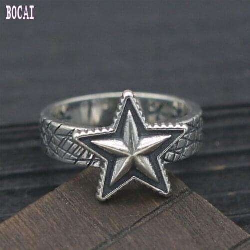 S925 sterling silver jewelry pentagram star ring 2019 fashion mans and womans silver ring