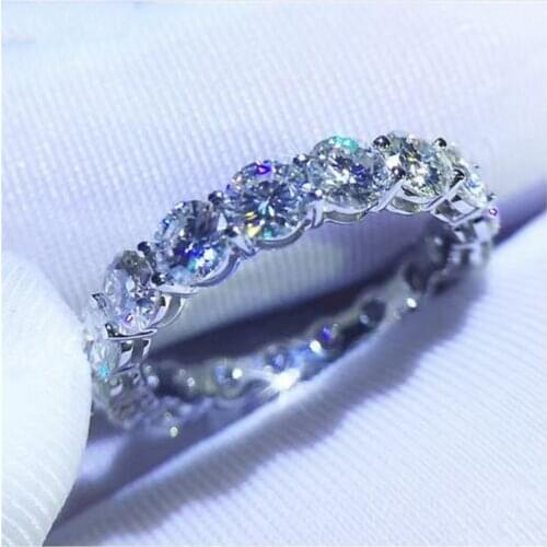 Eternity Lovers 4mm Lab Diamond Ring 925 sterling silver Jewelry Engagement Wedding band Rings for Women men Party accessory