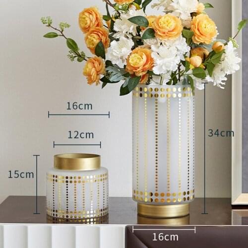 Creative Golden Dot Glass Vase Living Room Table Decoration Dried Flowers Hydroponic Countertop Vase Home Decoration Furnishings