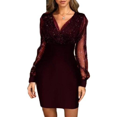 Summer Casual Vacation Slim Dress Women Front Crossing Wrapped V Neck See Through Sleeve Shiny Bodycon Mini Dress Sundress Robe