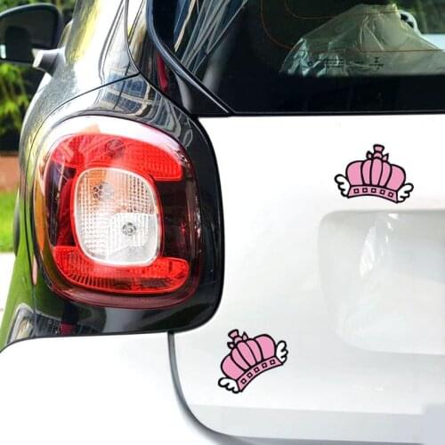 2PCS 9CM*7CM Car Stickers Crown Cute Cartoon Lovely Colorful Pink Creative Decals Reflective Auto Tuning Styling D11