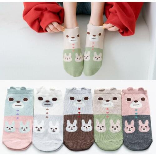 Summer invisible socks women Funny Cartoon mouse Cute Invisible Cotton Animal Ankle Socks Shallow Mouth Korea Japanese style