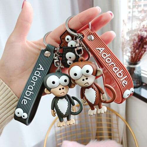 New Creative Personality Cartoon Epoxy Playful Monkey Keychain Cute Trend Keychain Bag Pendant Keychain