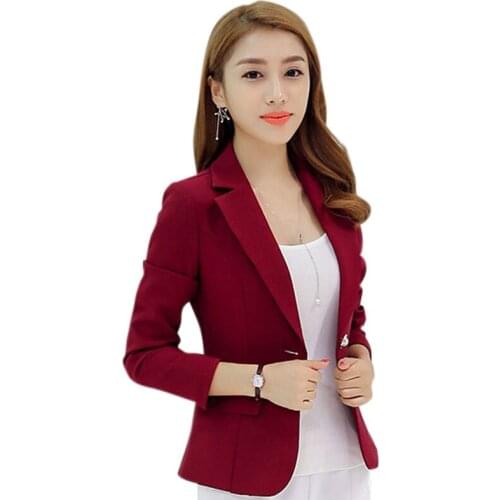 Office Lady Fashion Slim Blazer Coat Women Elegant Solid Color Blazers Suit Long Sleeve Jacket