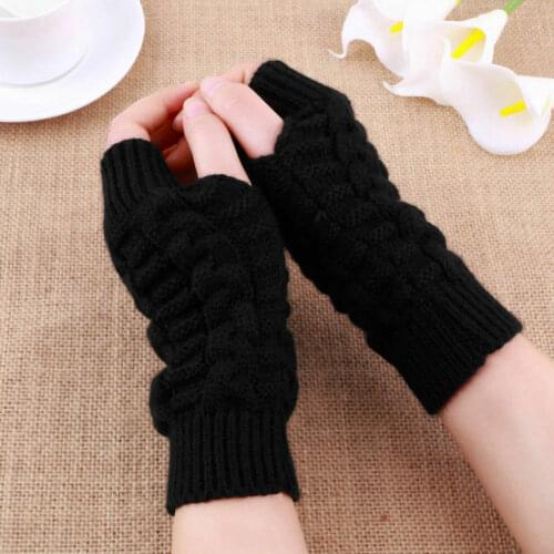 1 Pair Half Finger Gloves for Women Winter Warm Wool Knitting Arm Gloves Soft Warm Mittens Handschoenen Unisex Fingerless Glove