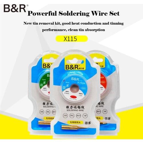 B&R Solding Wire with Special Universal 936 Welding Head Desoldering Wick Solder Braid Wire for PCB Tin Remove Welding Tool Kit