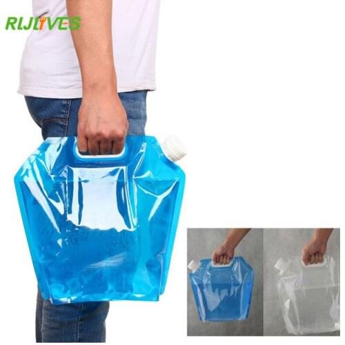RLJLIVES 5L Foldable Reusable Water Bag Hand Lifting Camping Hiking Outdoor Survival Bottle
