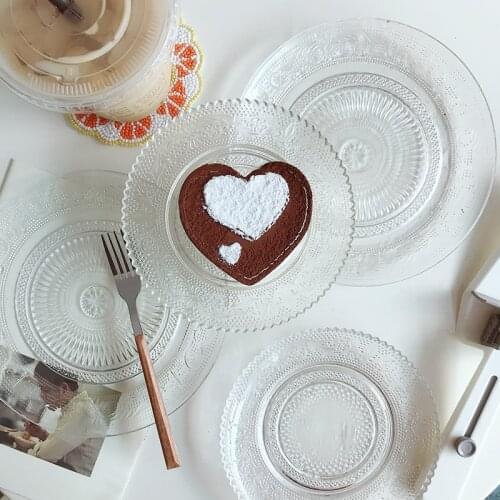 Plateau Glass Simple Transparent Embossed Lead-Free Breakfast Plate 6 Inch Small Fruit Plate Heat Resistant тарелки для еды