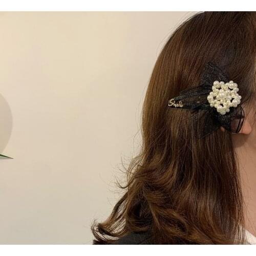 Gentle Little Fragrance Pearl Bow Elegant Girl Hairpin BB Snap Clips Butterfly Hair Grips for Women Slides Hair Accessories