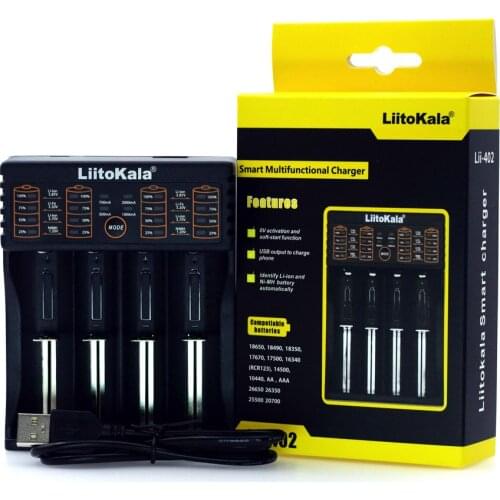 Liitokala Lii-402 Lii-PD4 18650 3.7V 3.2V 3.85V 26650 20700 14500 21700 20700B 16340 25500 NiMH lithium battery smart charger