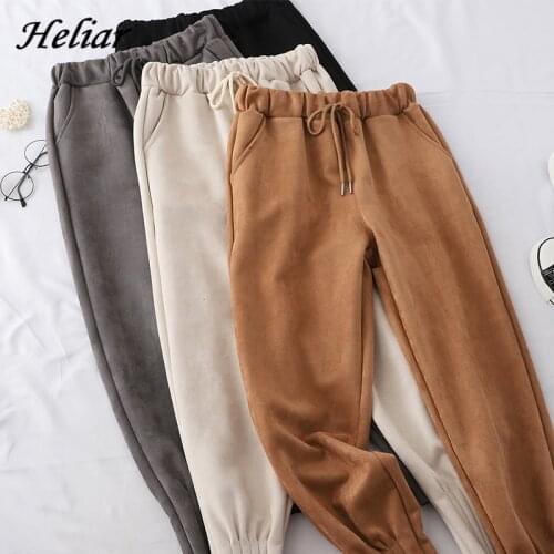Heliar Winter Harlan Pants Englend Style Crop Trousers Elastic Waist Female 7 Pants For Women 2019 Women Trousers With Pocket