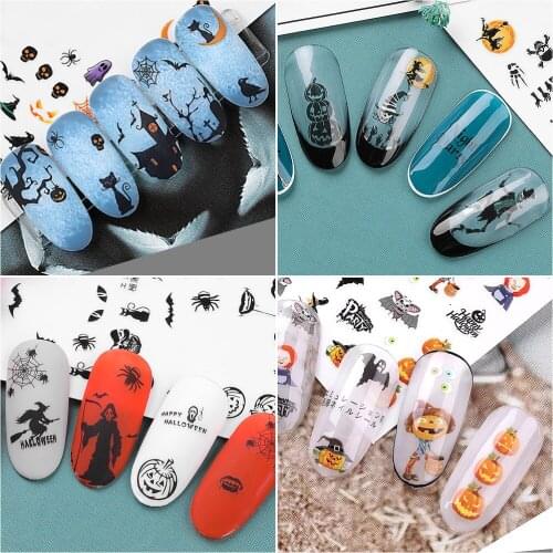 1pc Nail Stickers Nail Art Decals Halloween Design Clown Tattoo Sliders Halloween DIY Gift Accessories For Nail Art Beauty Tool