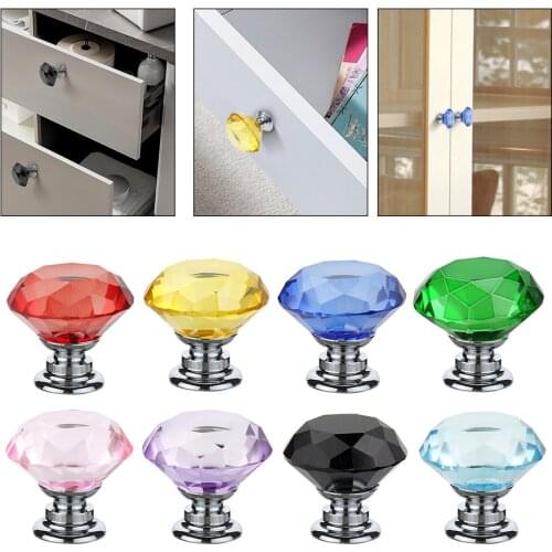 ETUUD 10PCS Colorful Crystal Diamond Shape Crystal Glass Cabinet Knob Jewelry Box Drawer Pull Handle Furniture Handle Hardware