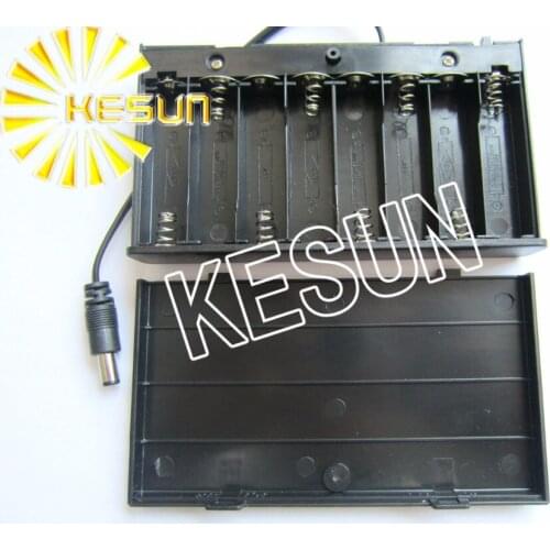 10PCS x 8 x AA 12V Plastic Black Battery Storage Case Box Holder Socket With DC2.1 Plug 150mm Wire Leads